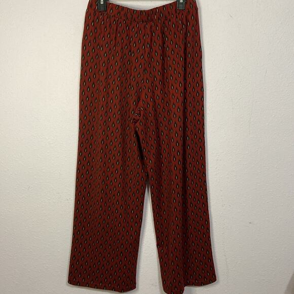 Garnet Hill Women Maroon/Black Tencel Wide-Leg Comfortable Trouser Size Large - Picture 6 of 9